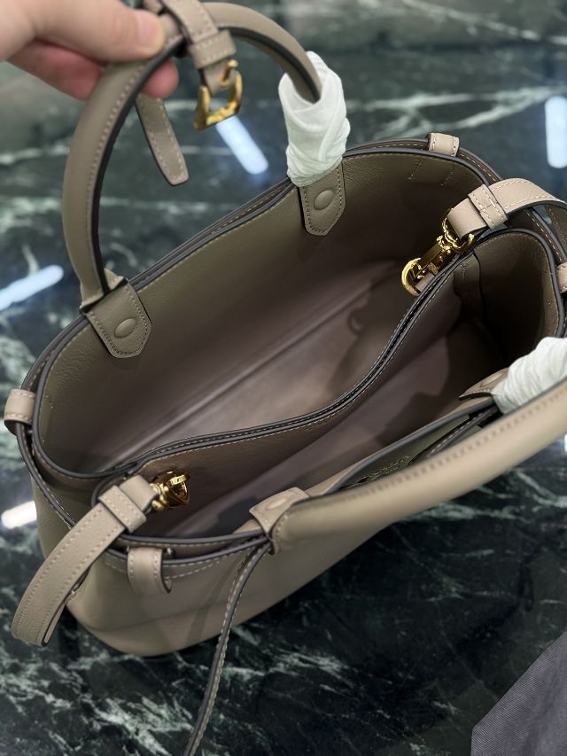 Prada original calfskin tote bag with belt 1BA434 grey