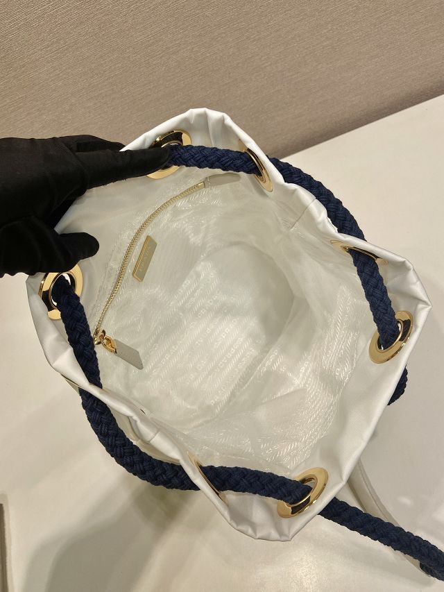 Prada original nylon mariner small bucket bag 1BE082 white