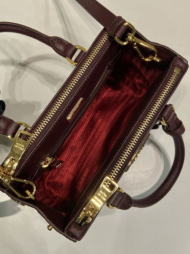 Prada original saffiano calfskin galleria mini bag 1BA916 bordeaux