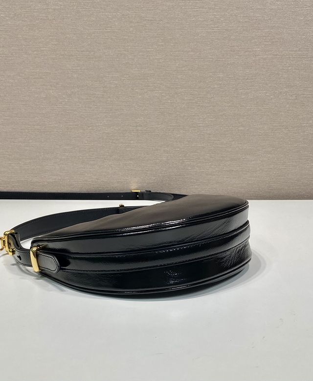 Prada original aged calfskin arque shoulder bag 1BC194 black