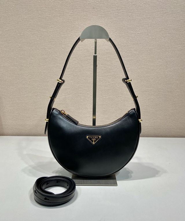 Prada original calfskin arque shoulder bag 1BC194 black