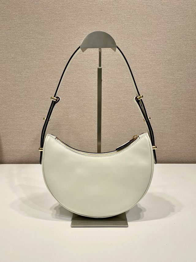 Prada original calfskin arque shoulder bag 1BC194 white