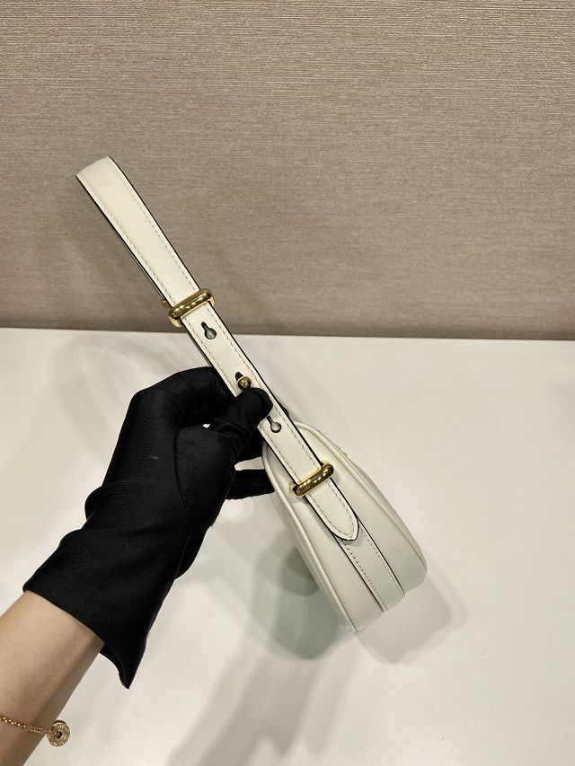 Prada original calfskin arque shoulder bag 1BC194 white