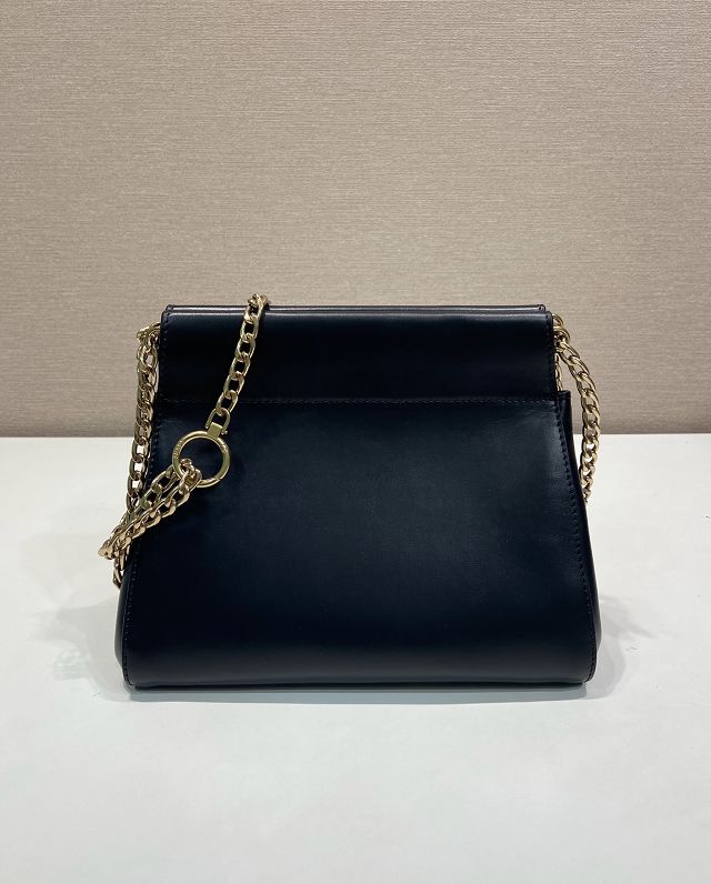 Prada original calfskin chain mini bag 1BC263 black
