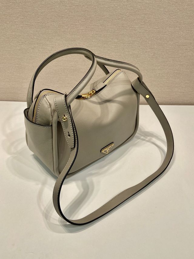 Prada original calfskin darling handbag 1BA451 grey