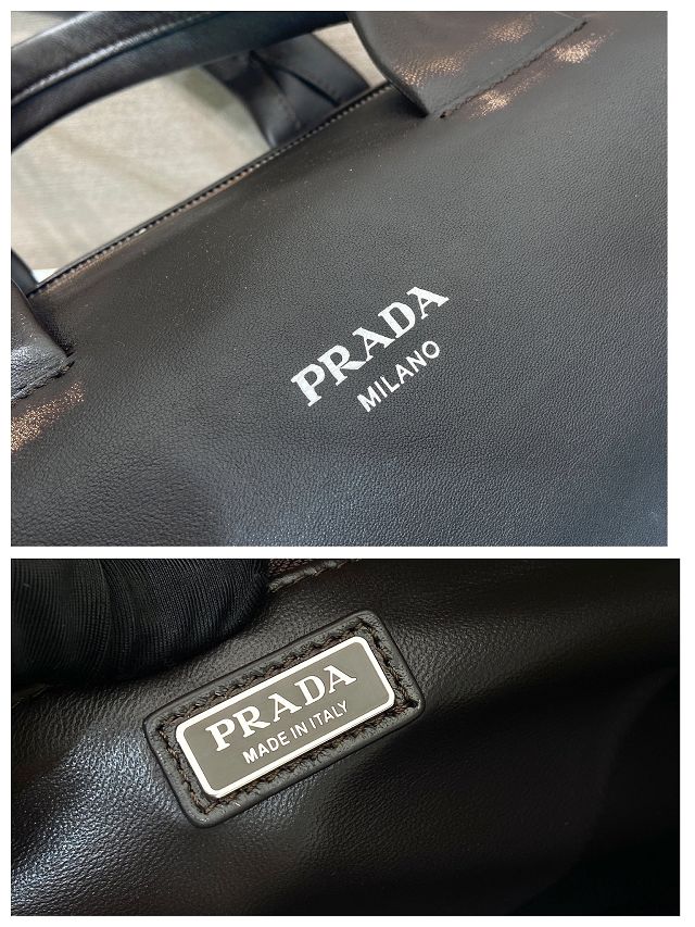 Prada original calfskin duffle bag 2VC046 dark brown