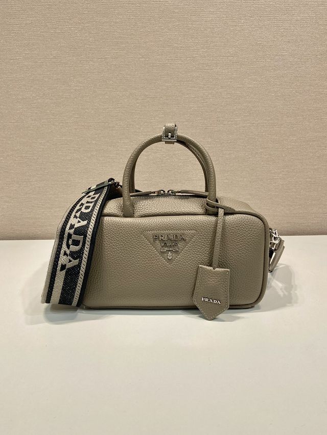 Prada original calfskin small handbag 1BB102 grey