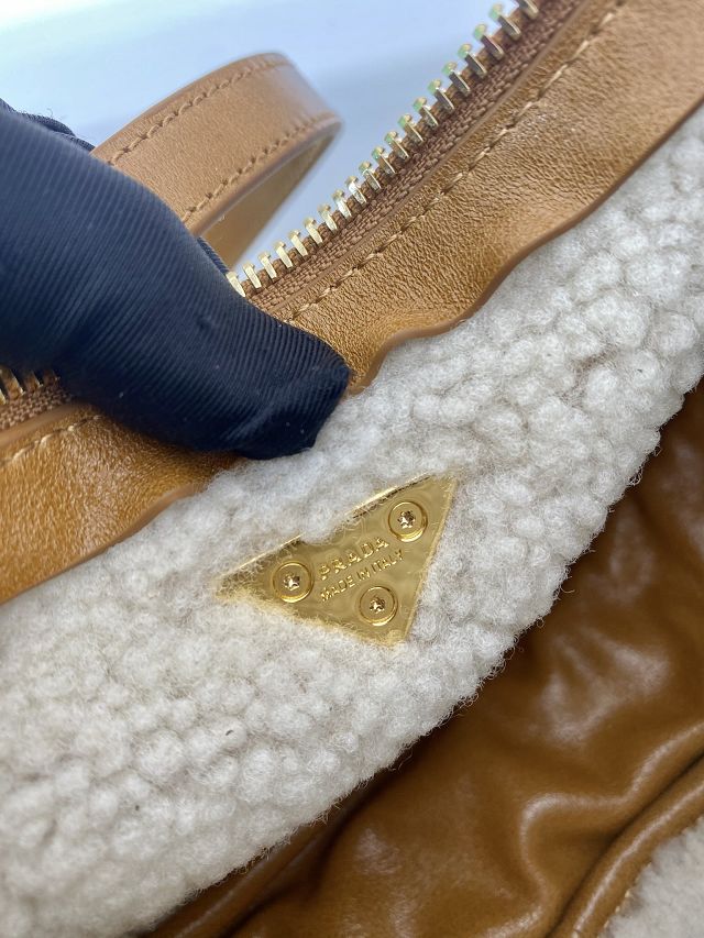 Prada original lambskin arque shoulder bag 1BC194 brown