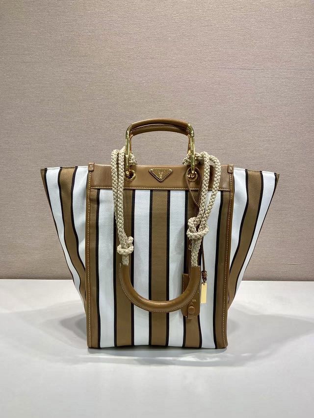 Prada original nylon medium tote bag 1BG561 white&brown
