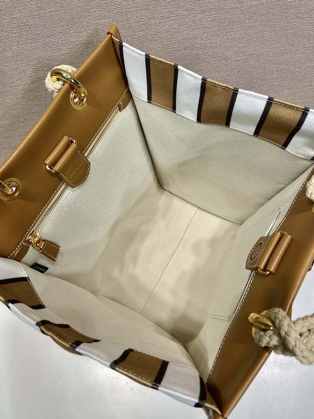 Prada original nylon medium tote bag 1BG561 white&brown
