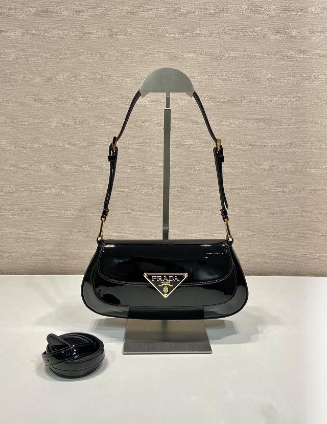 Prada original patent leather shoulder bag 1BD345 black