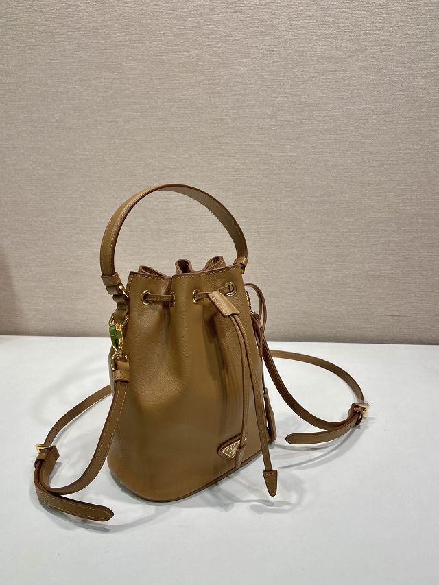 Prada original calfskin 1978 mini bucket bag 1BE067 caramel