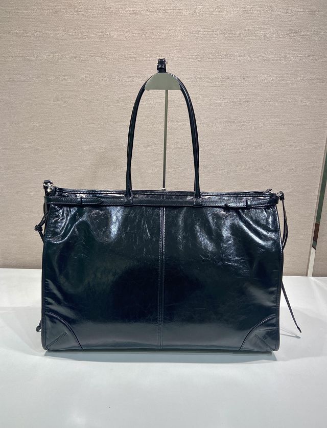 Prada original calfskin bonnie tote bag 2VG128 black