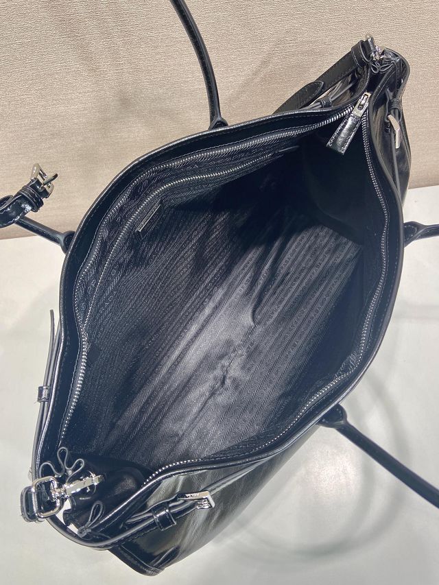 Prada original calfskin bonnie tote bag 2VG128 black