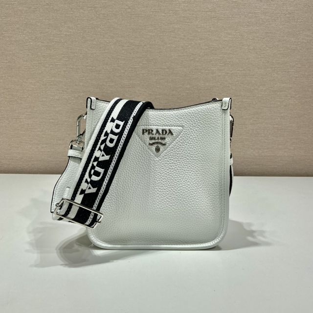 Prada original calfskin mini shoulder bag 1BH191 white