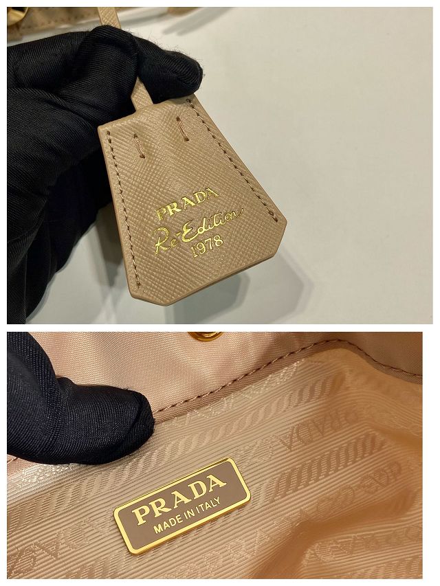 Prada original nylon 1978 mini bucket bag 1BE067 apricot