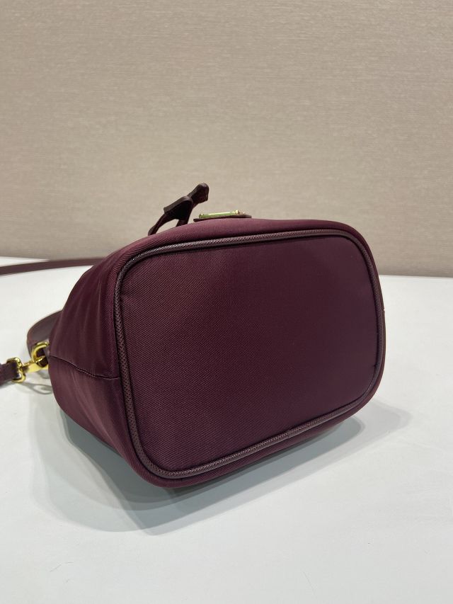 Prada original nylon 1978 mini bucket bag 1BE067 burgundy