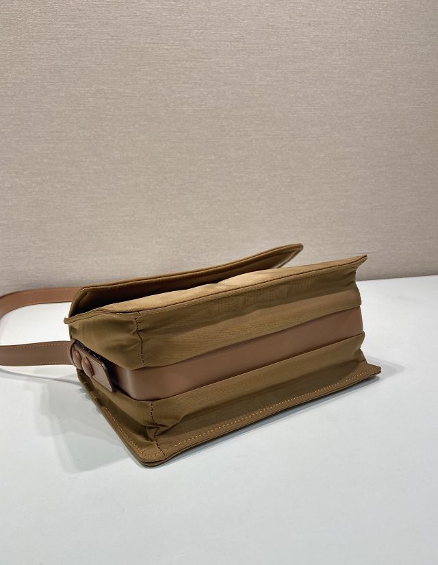 Prada original nylon traveller small shoulder bag 1BD258 brown