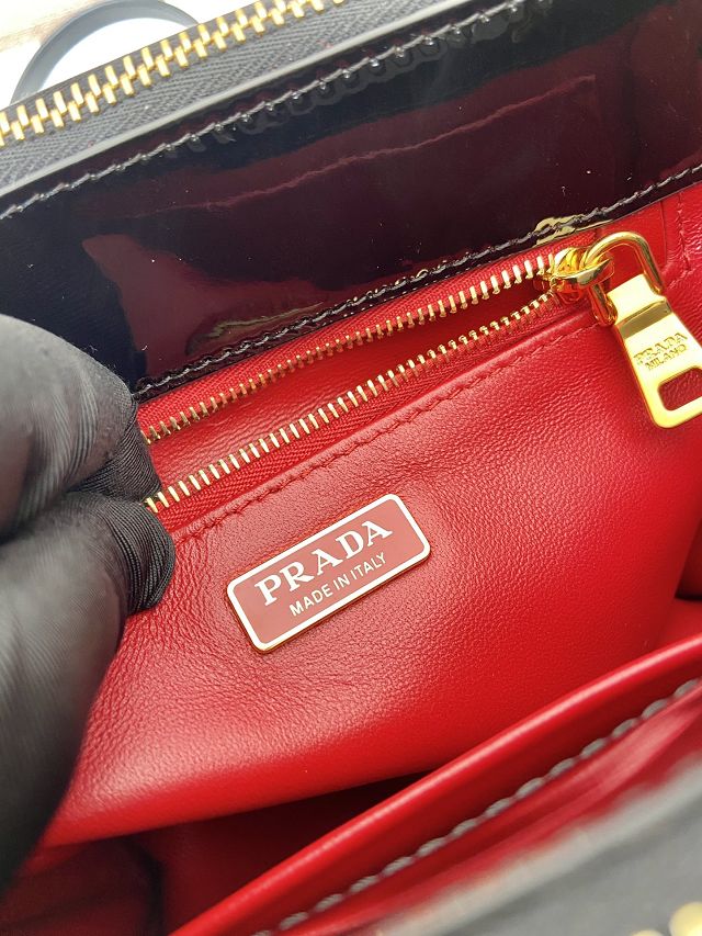Prada original patent leather galleria mini bag 1BA906 black