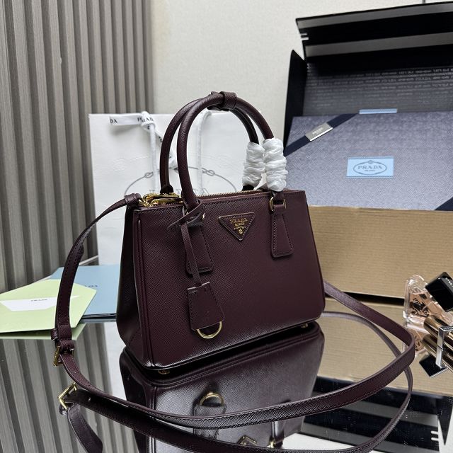 Prada original saffiano calfskin galleria small bag 1BA896 burgundy