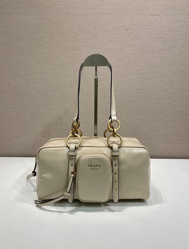 Prada original calfskin medium shoulder bag 1BB138 beige