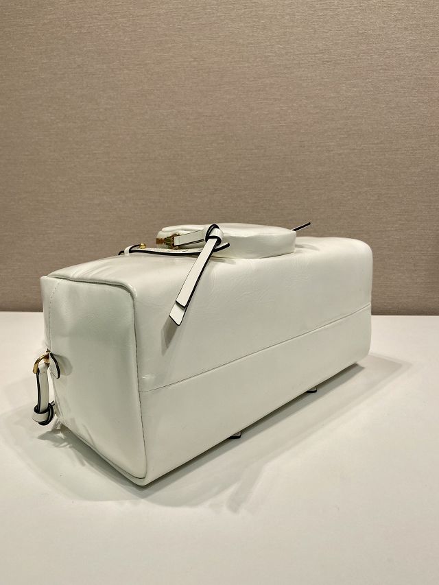 Prada original calfskin medium shoulder bag 1BB138 white