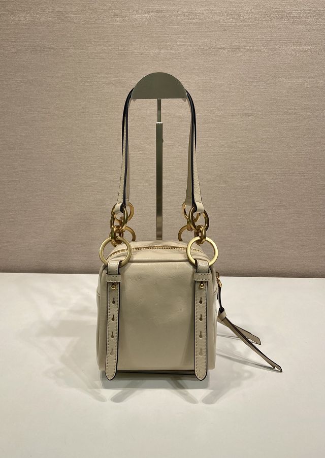Prada original calfskin mini shoulder bag 1BB137 beige