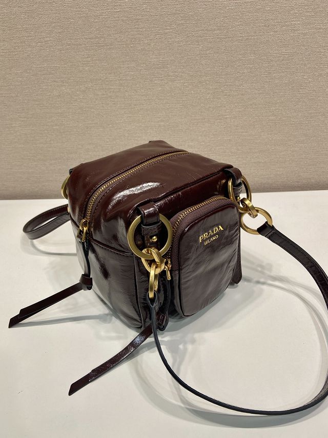 Prada original calfskin mini shoulder bag 1BB137 burgundy