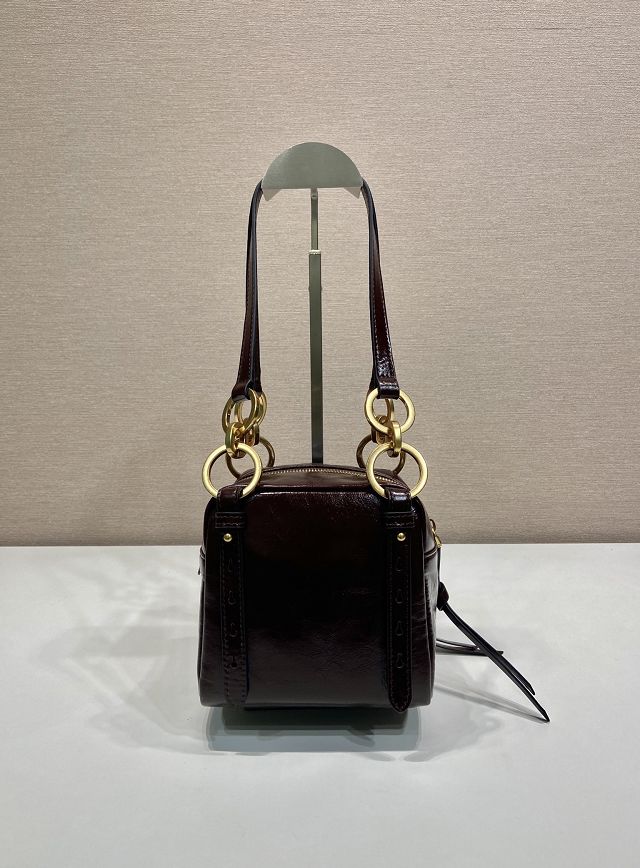 Prada original calfskin mini shoulder bag 1BB137 burgundy