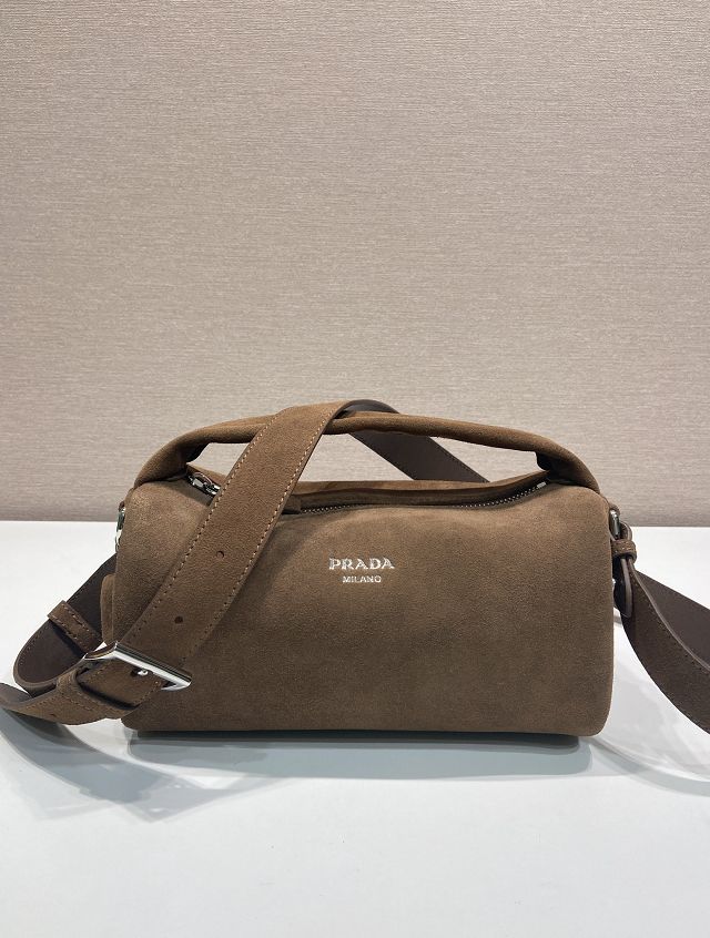 Prada original suede shoulder bag 2VH188 brown