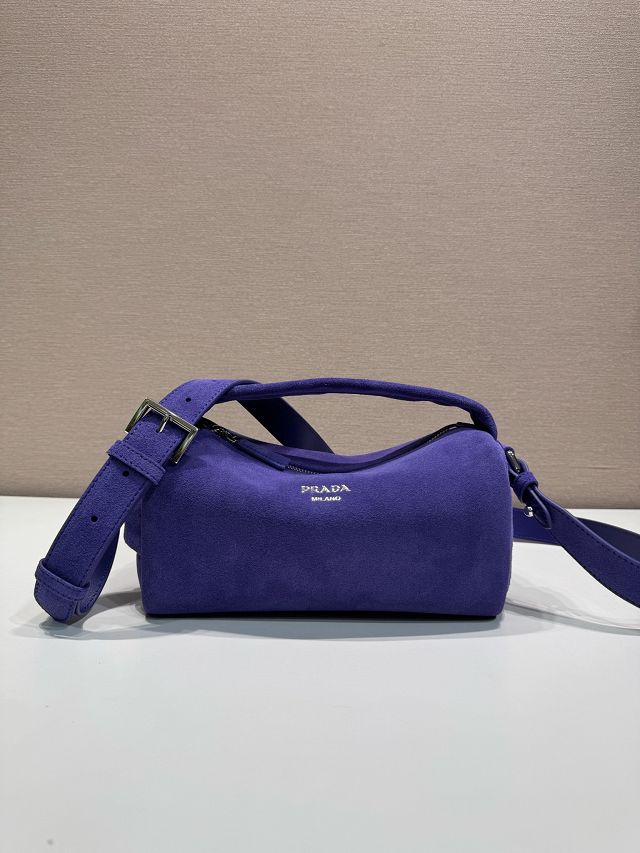 Prada original suede shoulder bag 2VH188 purple