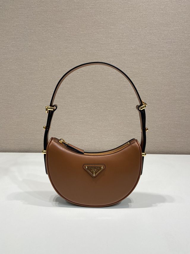 Prada original calfskin arque mini shoulder bag 1BC199 brown