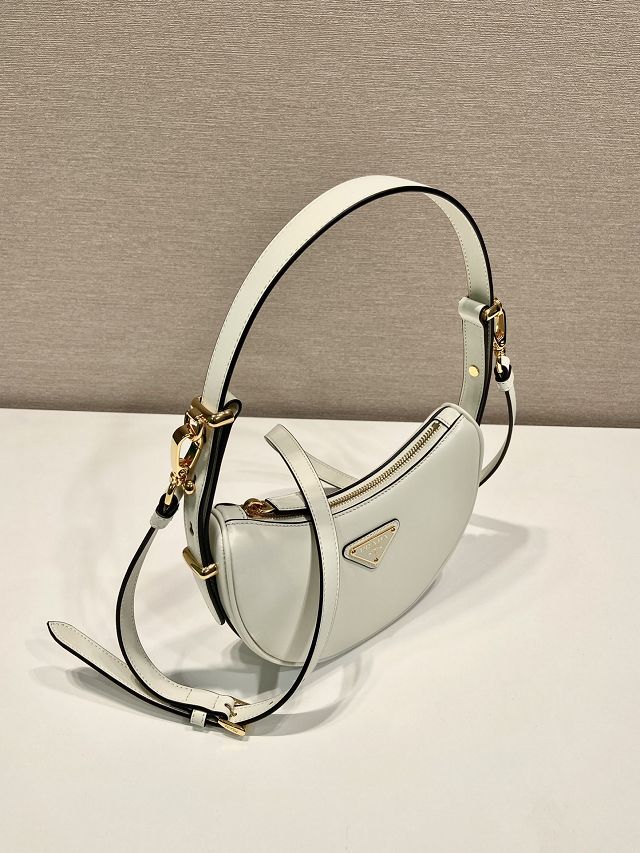 Prada original calfskin arque mini shoulder bag 1BC199 white