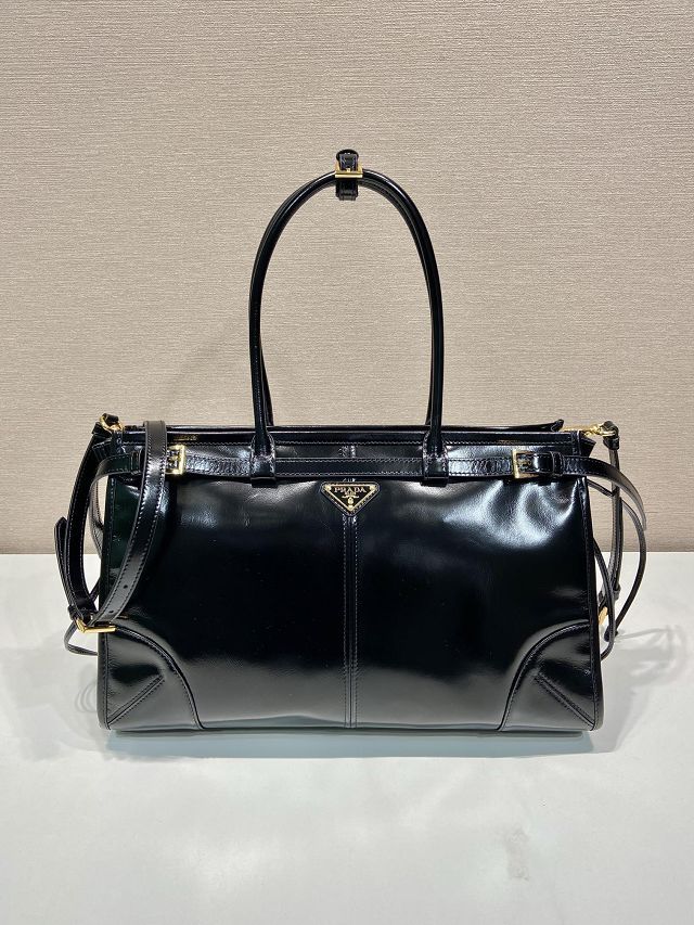Prada original calfskin bonnie large tote bag 1BA433 black