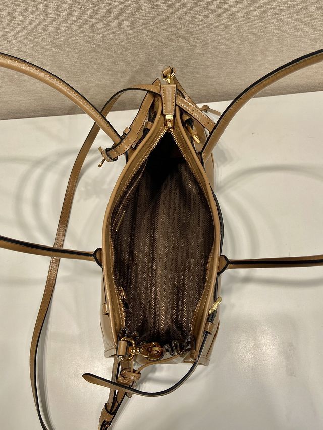 Prada original calfskin bonnie medium tote bag 1BA426 caramel