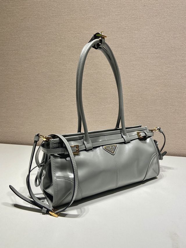 Prada original calfskin bonnie medium tote bag 1BA426 grey