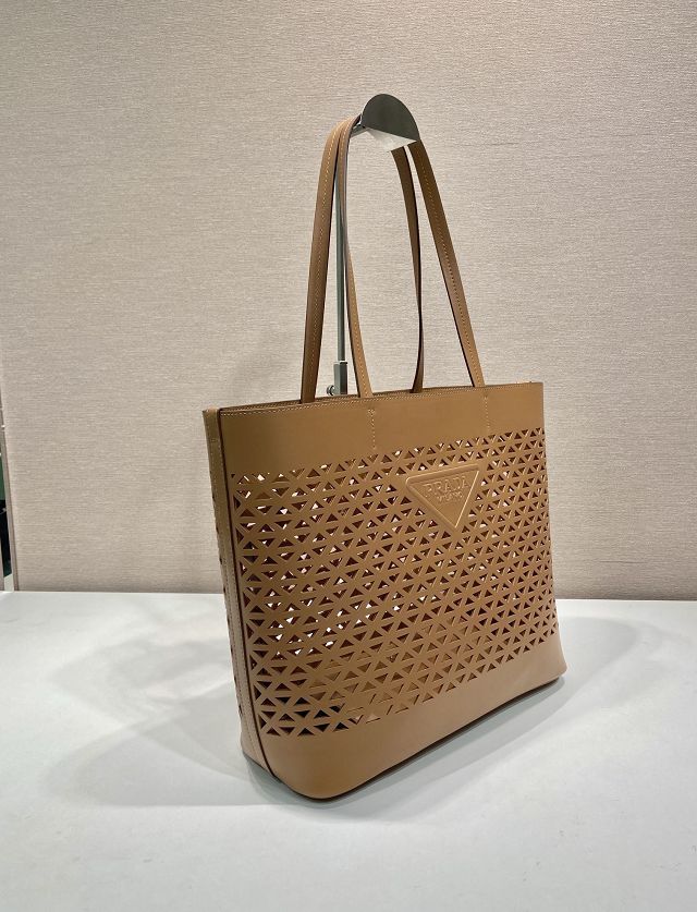 Prada original calfskin medium tote bag 1BG503 caramel