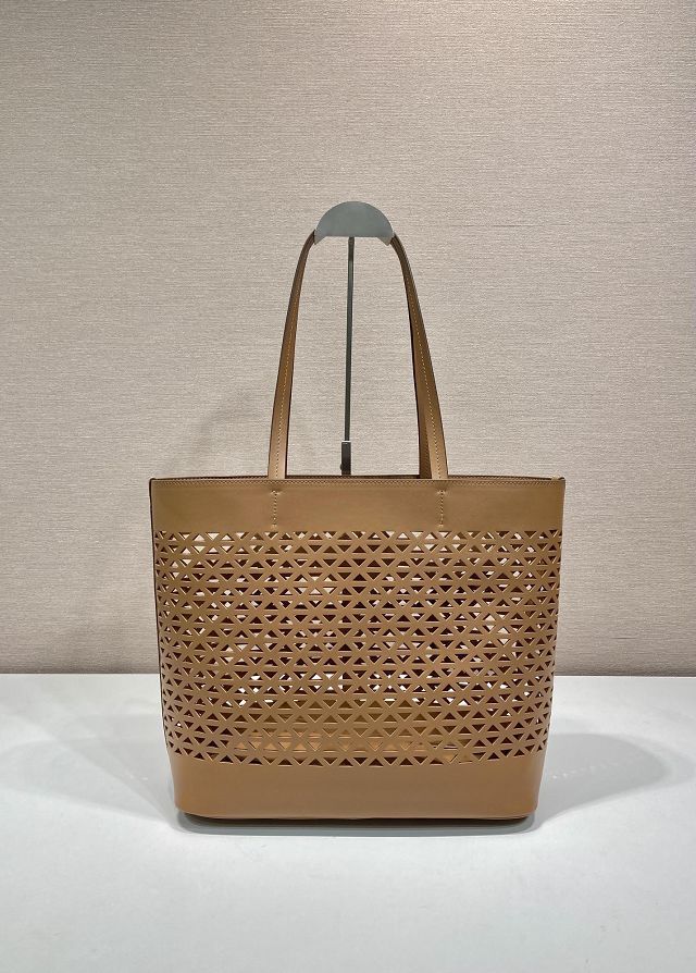 Prada original calfskin medium tote bag 1BG503 caramel