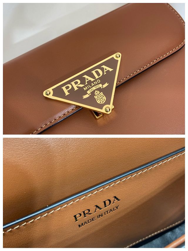 Prada original calfskin mini shoulder bag 1BD339 brown