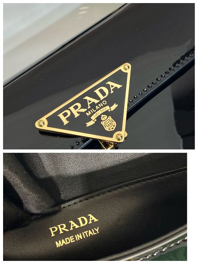 Prada original patent calfskin mini shoulder bag 1BD339 black
