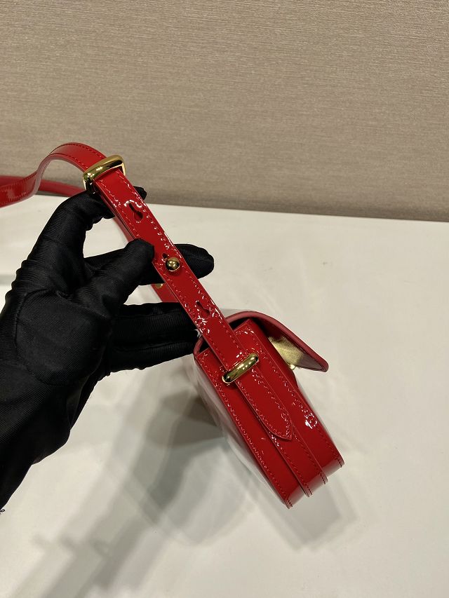 Prada original patent calfskin mini shoulder bag 1BD339 red