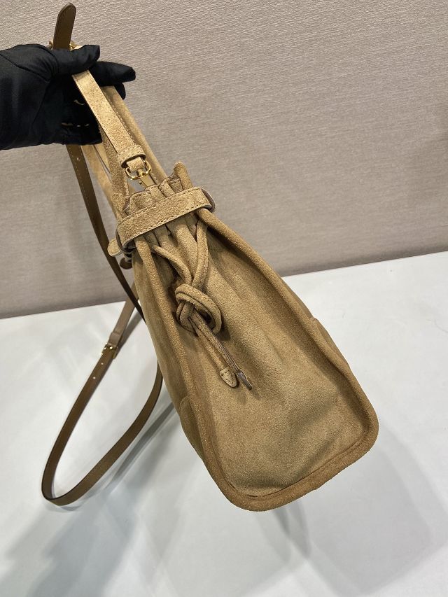 Prada original suede bonnie large tote bag 1BA433 brown