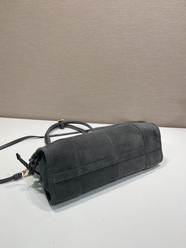 Prada original suede bonnie medium tote bag 1BA426 grey
