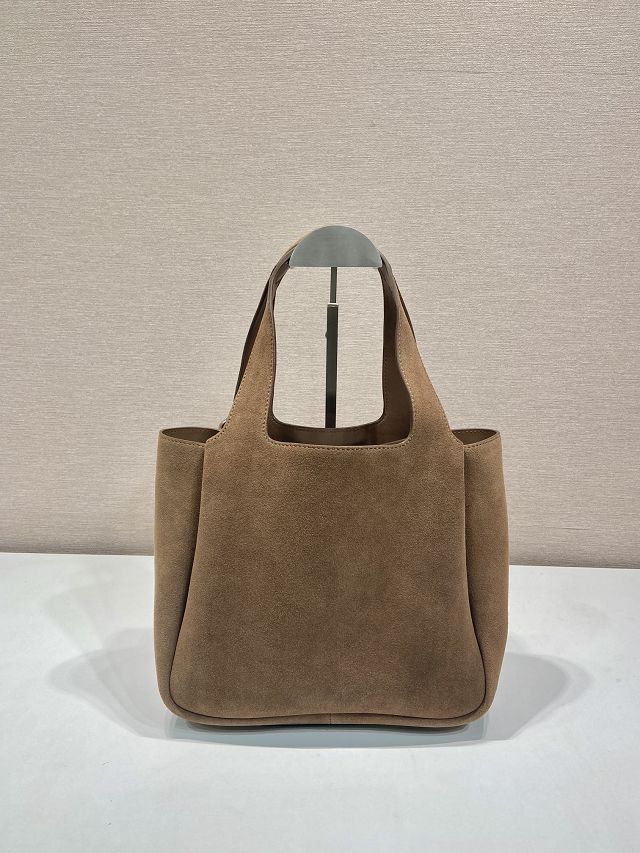 Prada original suede small tote bag 1BG335 brown