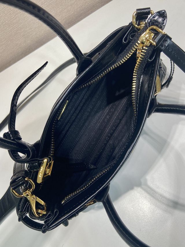 Prada original calfskin bonnie mini tote bag 1BA486 black