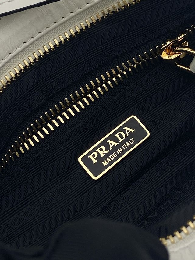 Prada original calfskin bonnie mini tote bag 1BA486 white