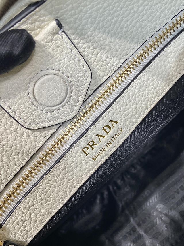 Prada original calfskin large shoulder bag 1BC073 white