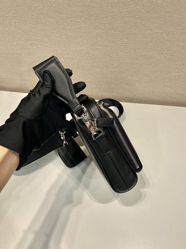 Prada original calfskin mini shoulder bag 2VH168 black