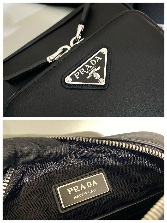 Prada original calfskin mini shoulder bag 2VH168 black