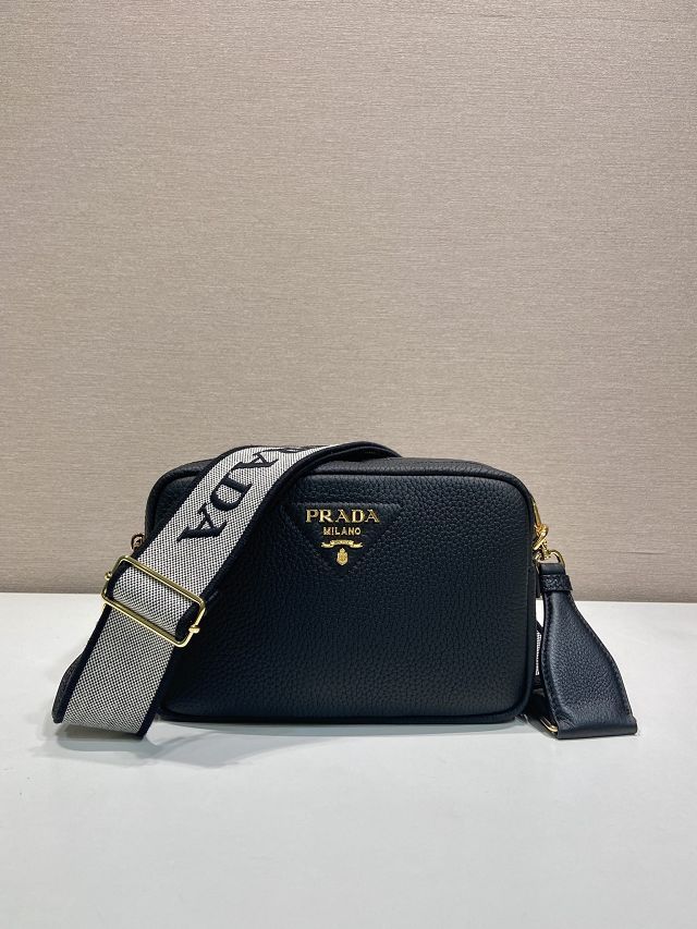 Prada original calfskin small shoulder bag 1BD082 black